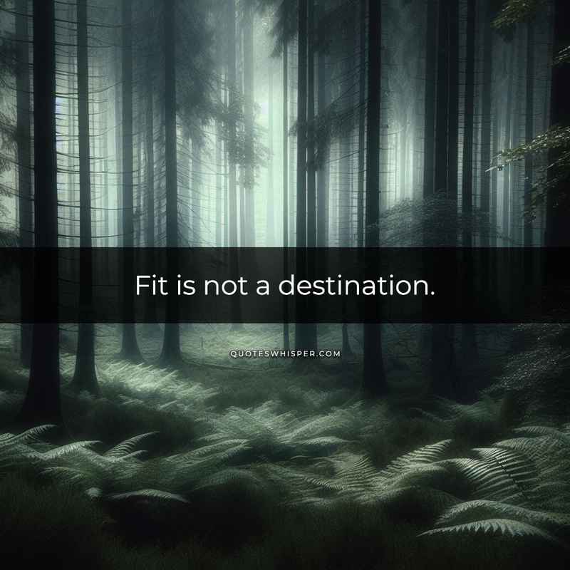 Fit is not a destination.