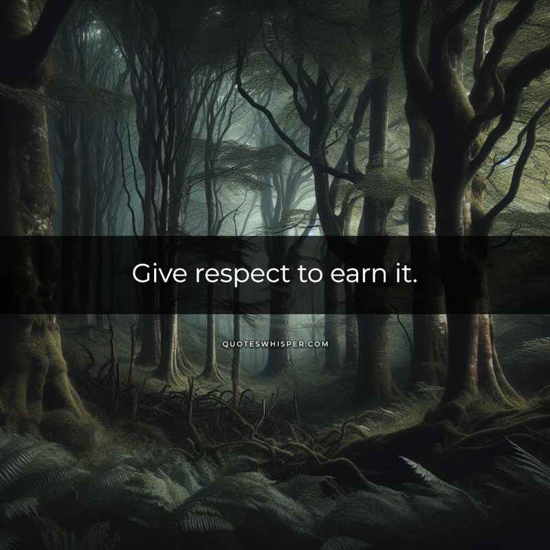 Give respect to earn it.