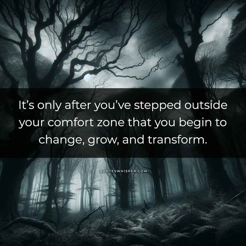 It’s only after you’ve stepped outside your comfort zone that you begin to change, grow, and transform.