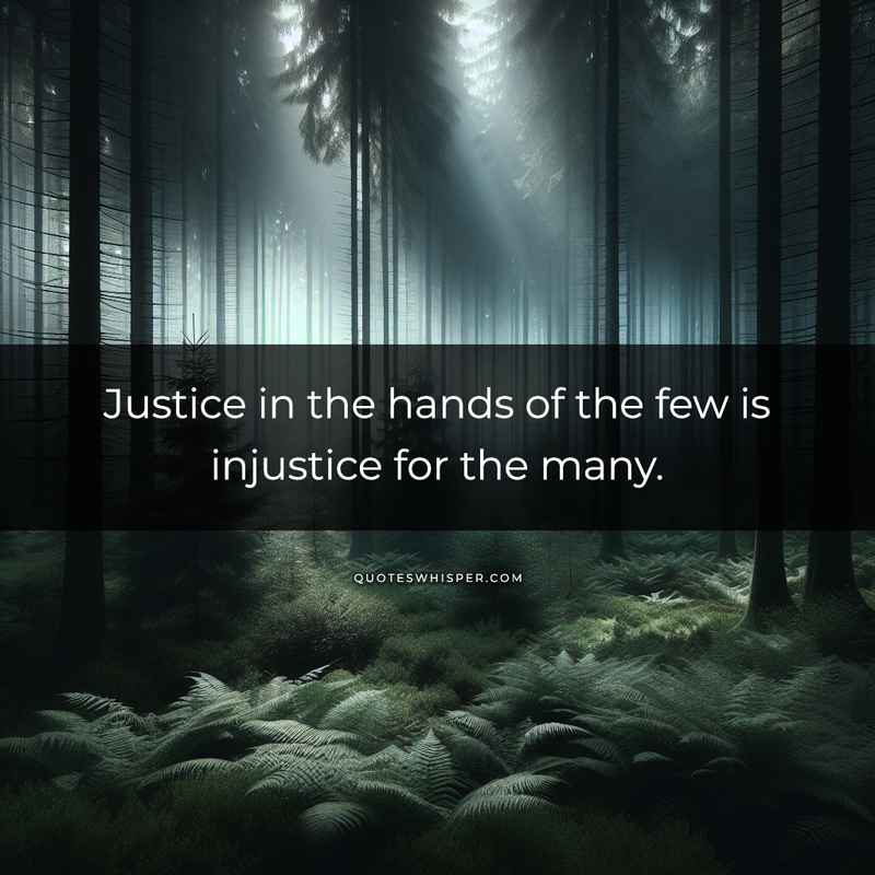 Justice in the hands of the few is injustice for the many.