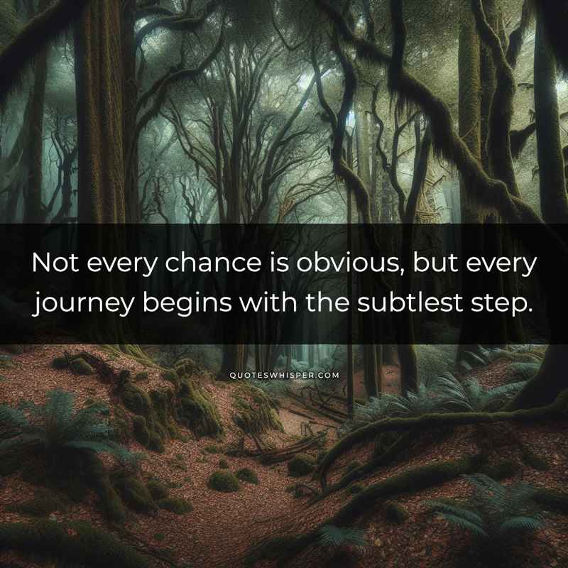 Not every chance is obvious, but every journey begins with the subtlest step.