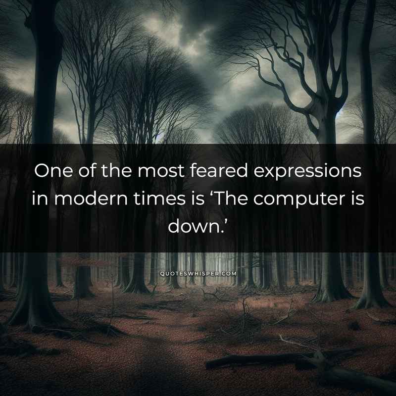 One of the most feared expressions in modern times is ‘The computer is down.’