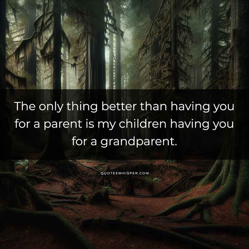 The only thing better than having you for a parent is my children having you for a grandparent.
