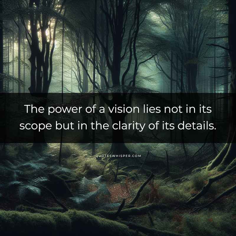 The power of a vision lies not in its scope but in the clarity of its details.