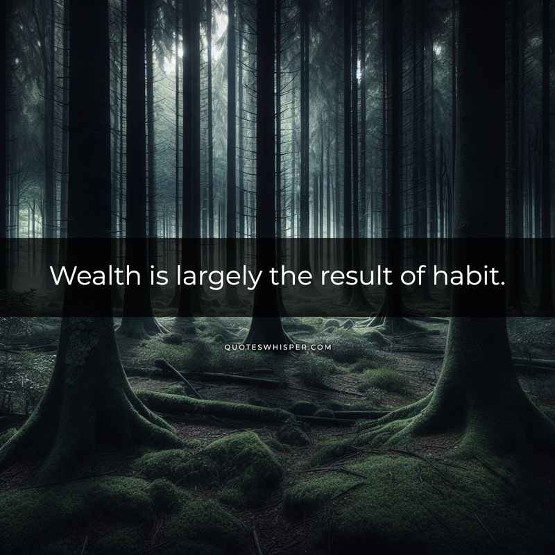 Wealth is largely the result of habit.