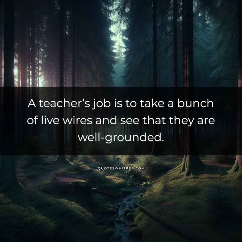 A teacher’s job is to take a bunch of live wires and see that they are well-grounded.