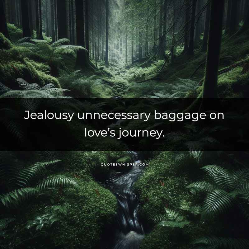 Jealousy unnecessary baggage on love’s journey.