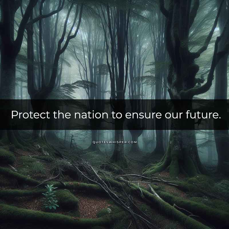 Protect the nation to ensure our future.