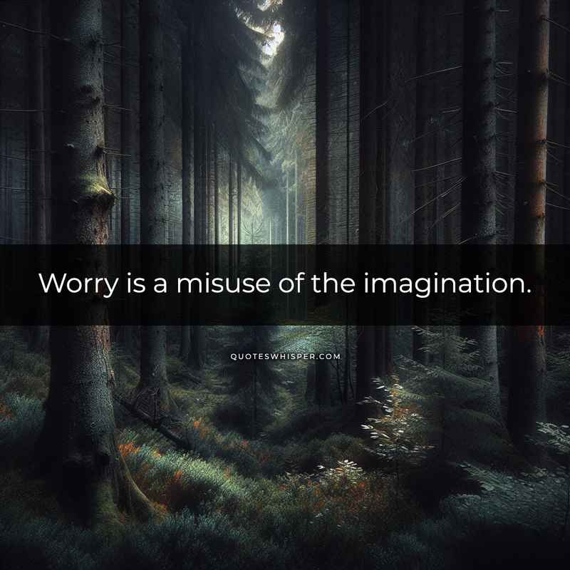 Worry is a misuse of the imagination.