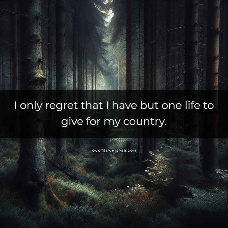 I only regret that I have but one life to give for my country.
