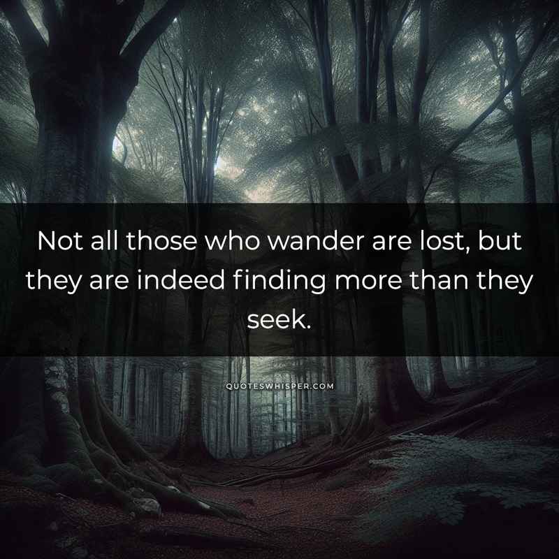 Not all those who wander are lost, but they are indeed finding more than they seek.