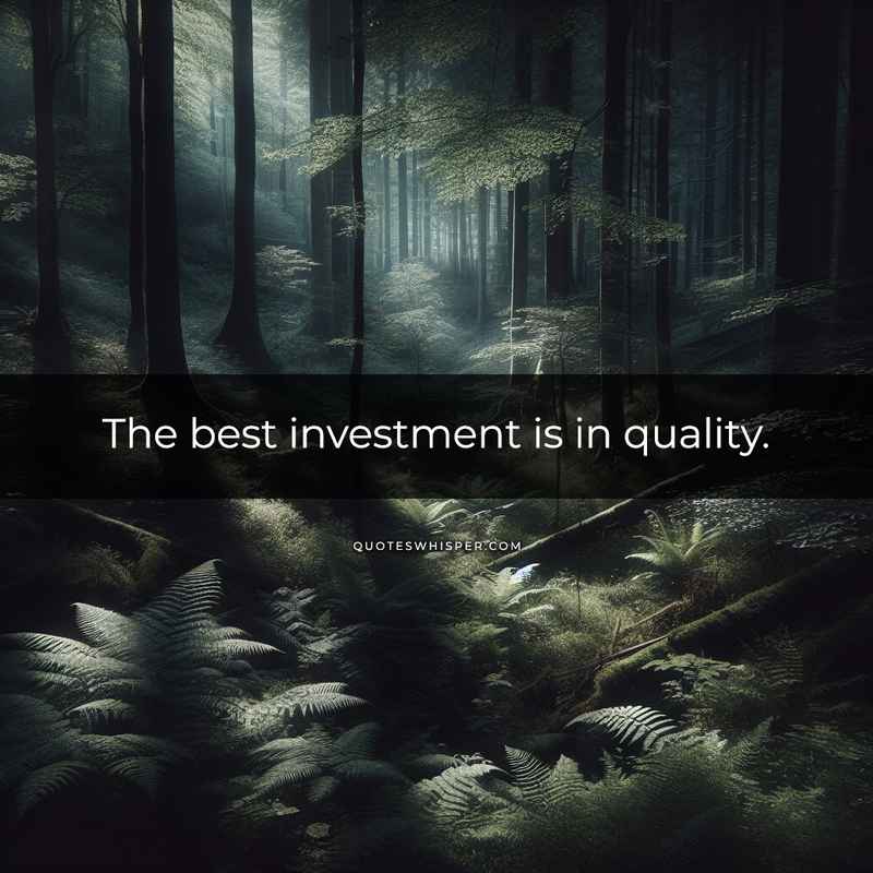 The best investment is in quality.