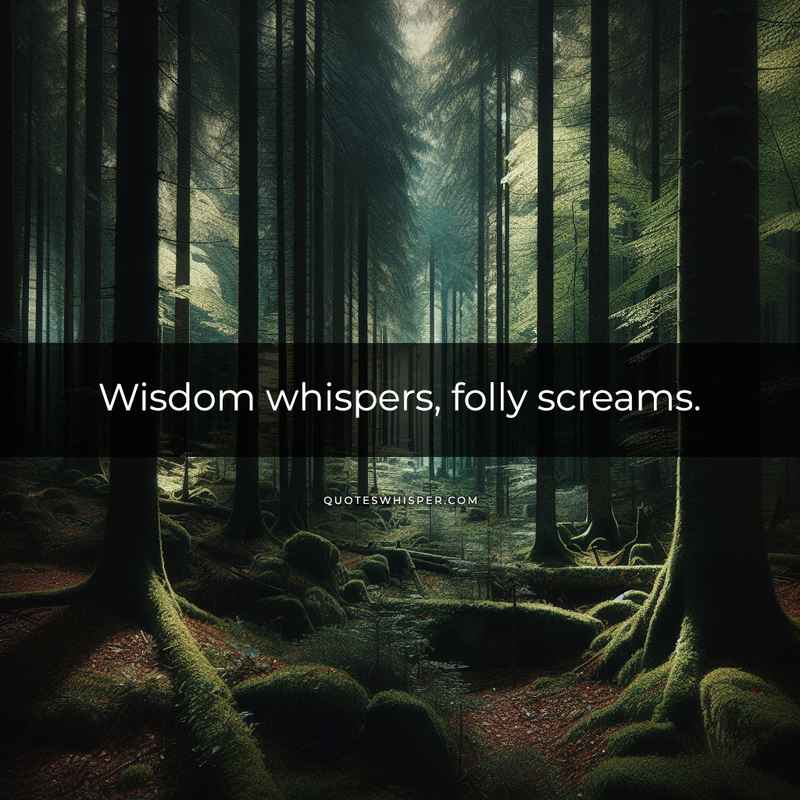 Wisdom whispers, folly screams.