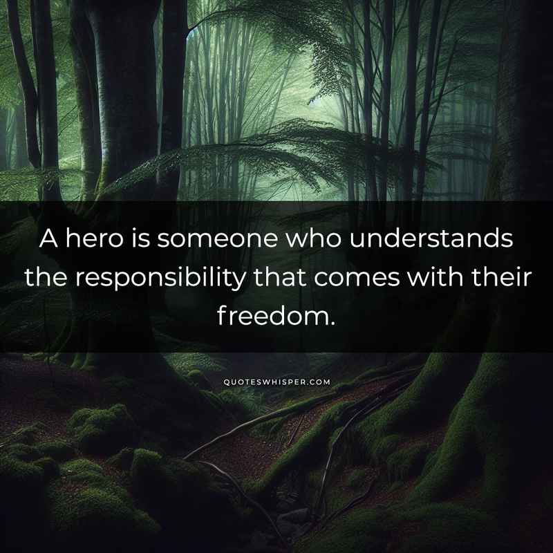 A hero is someone who understands the responsibility that comes with their freedom.