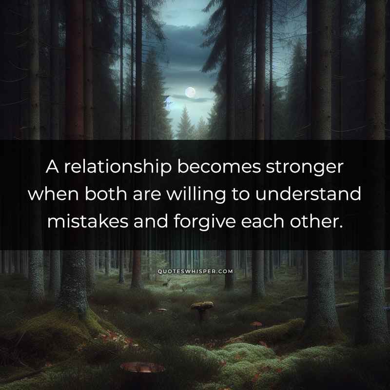 A relationship becomes stronger when both are willing to understand mistakes and forgive each other.