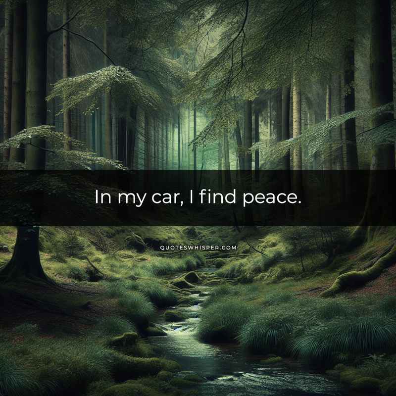In my car, I find peace.