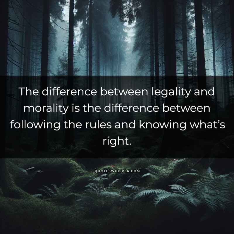 The difference between legality and morality is the difference between following the rules and knowing what’s right.