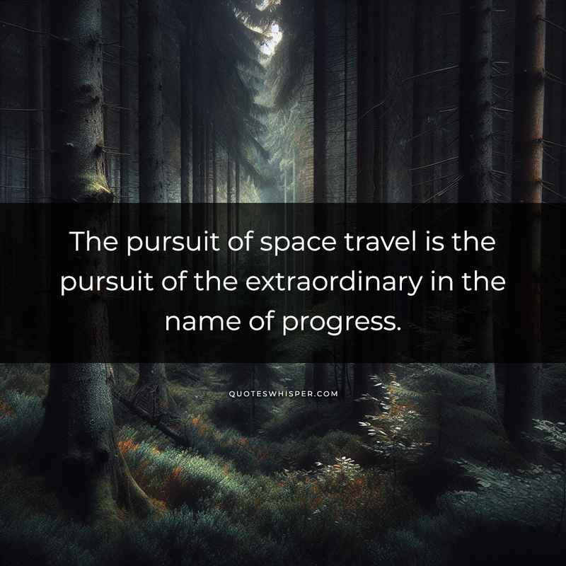 The pursuit of space travel is the pursuit of the extraordinary in the name of progress.