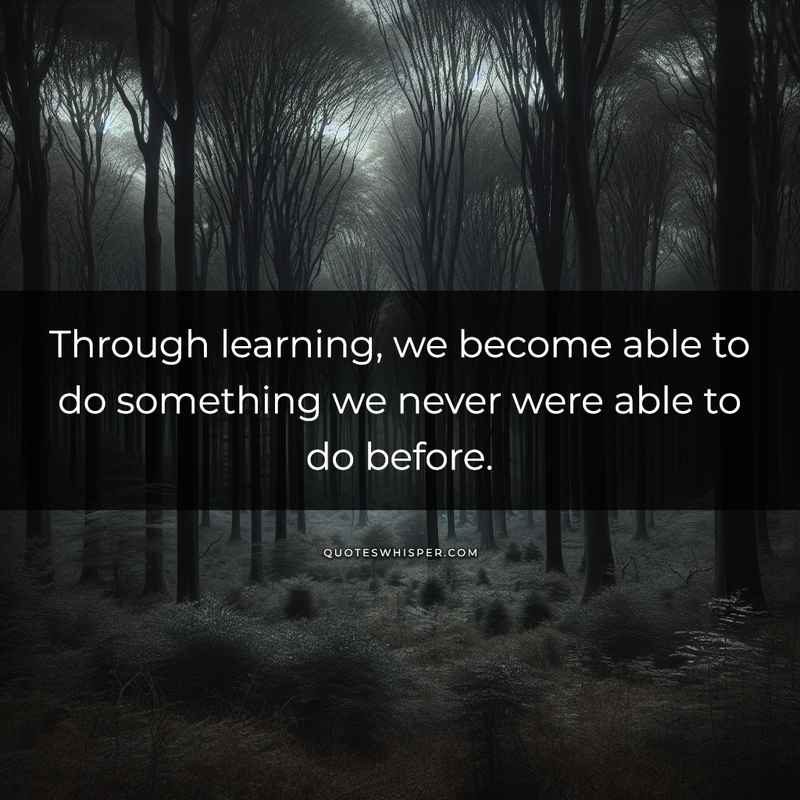 Through learning, we become able to do something we never were able to do before.
