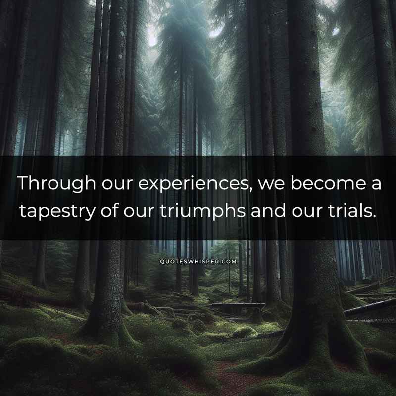 Through our experiences, we become a tapestry of our triumphs and our trials.