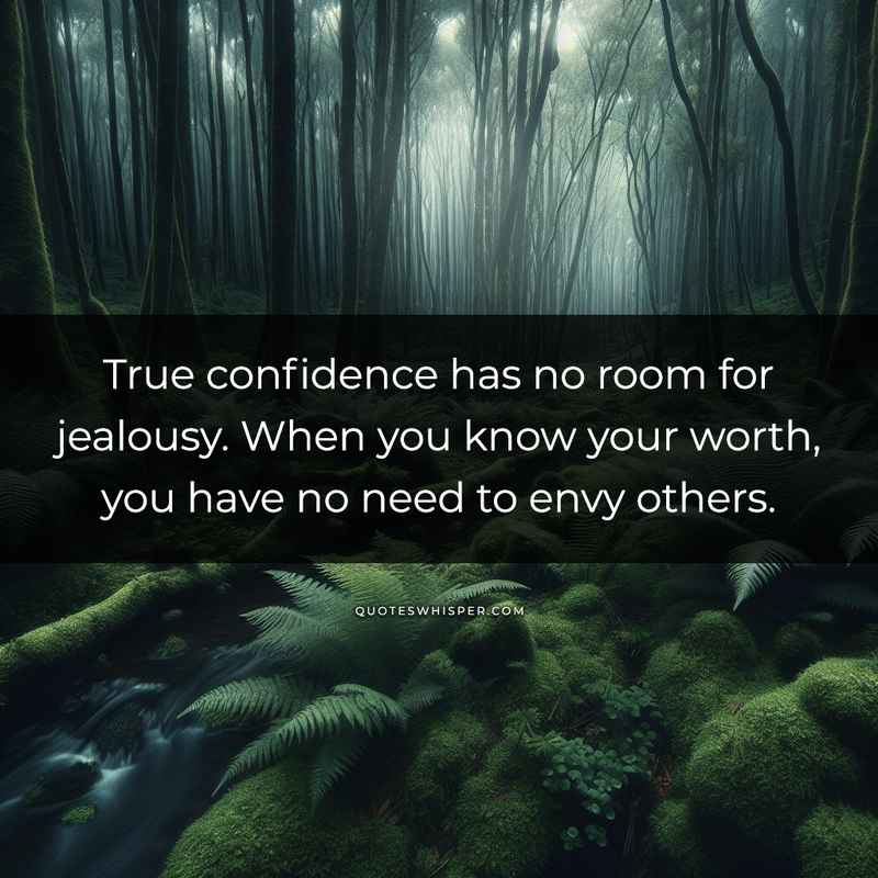 True confidence has no room for jealousy. When you know your worth, you have no need to envy others.