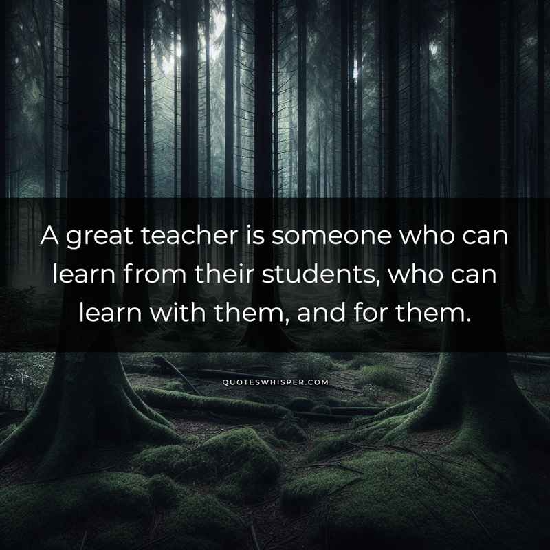 A great teacher is someone who can learn from their students, who can learn with them, and for them.