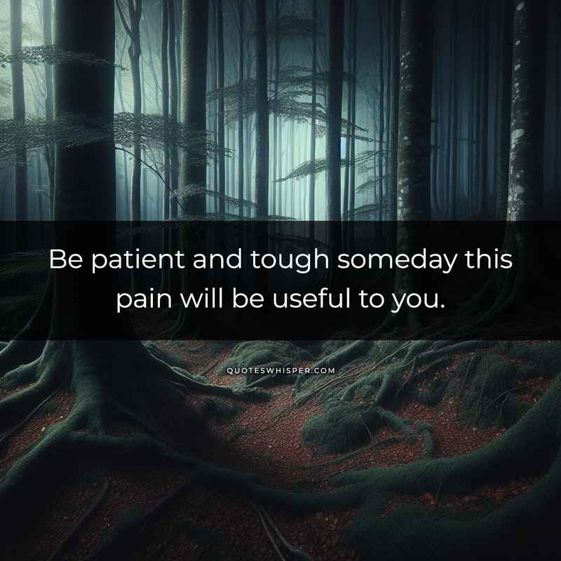Be patient and tough someday this pain will be useful to you.