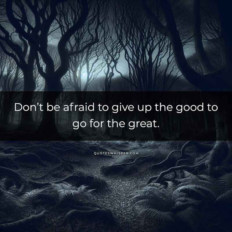 Don’t be afraid to give up the good to go for the great.