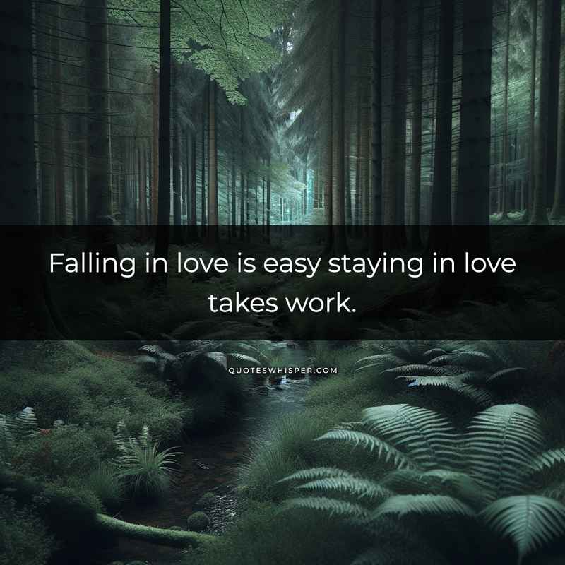 Falling in love is easy staying in love takes work.