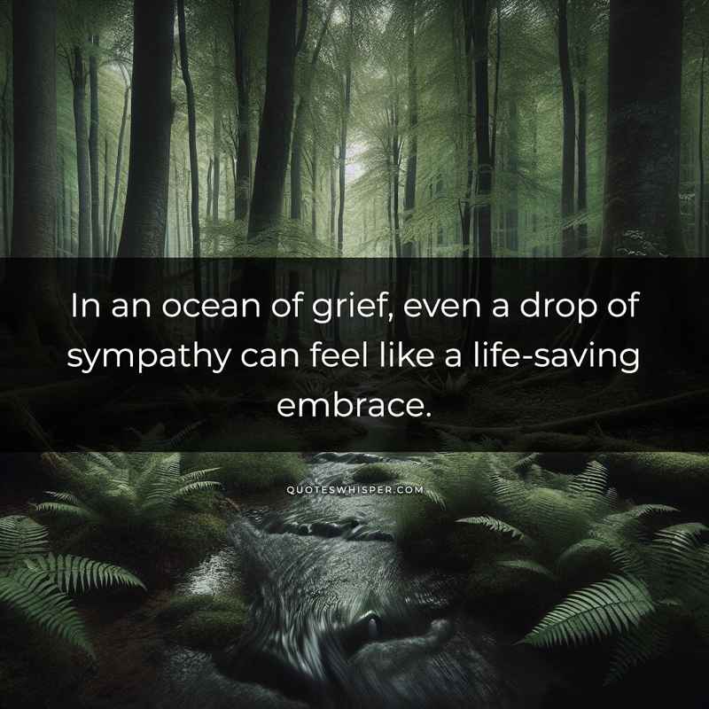 In an ocean of grief, even a drop of sympathy can feel like a life-saving embrace.
