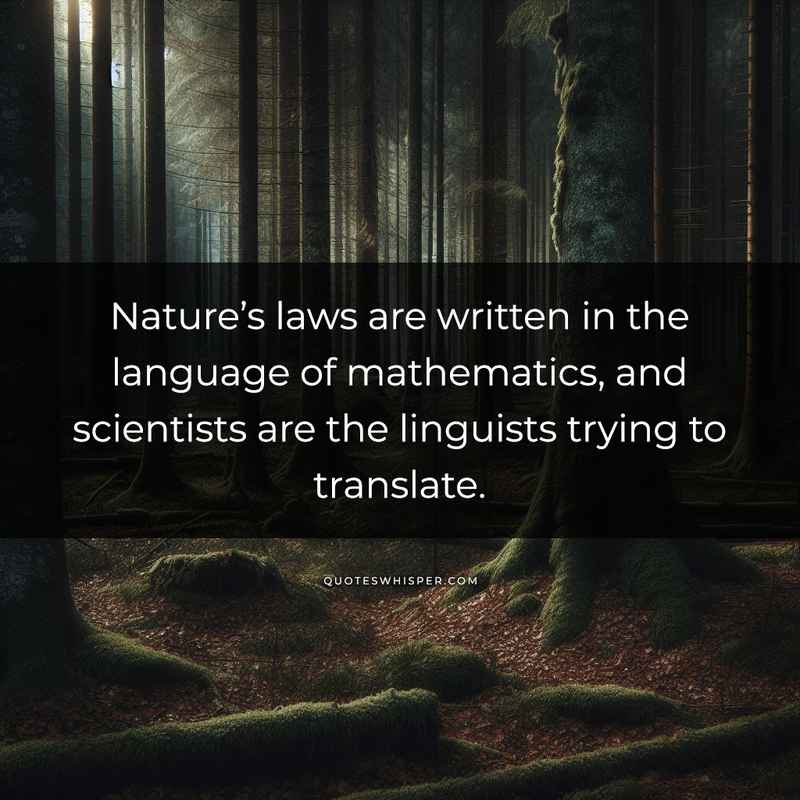 Nature’s laws are written in the language of mathematics, and scientists are the linguists trying to translate.