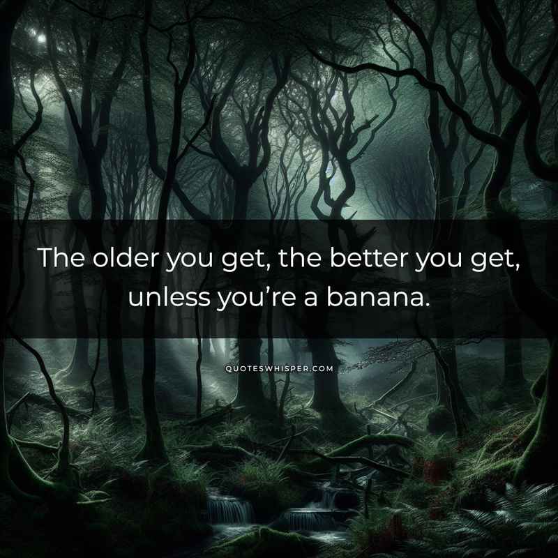 The older you get, the better you get, unless you’re a banana.