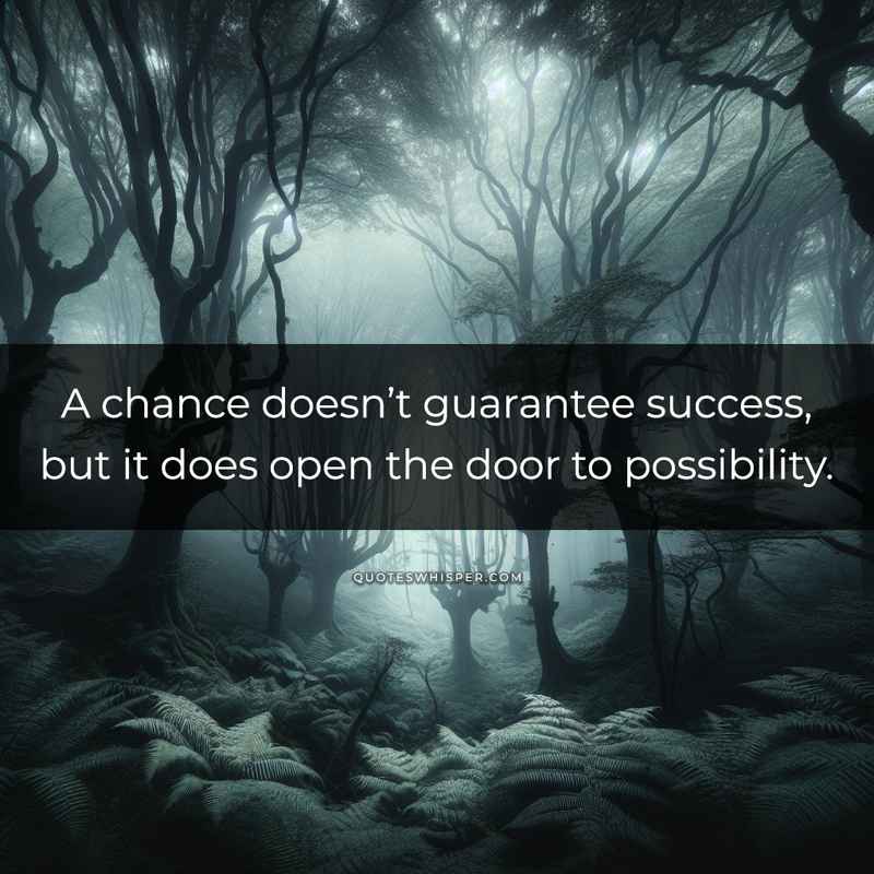 A chance doesn’t guarantee success, but it does open the door to possibility.
