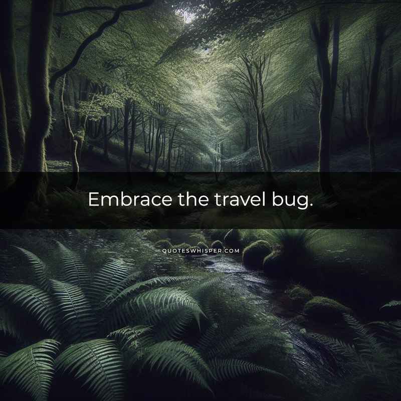 Embrace the travel bug.
