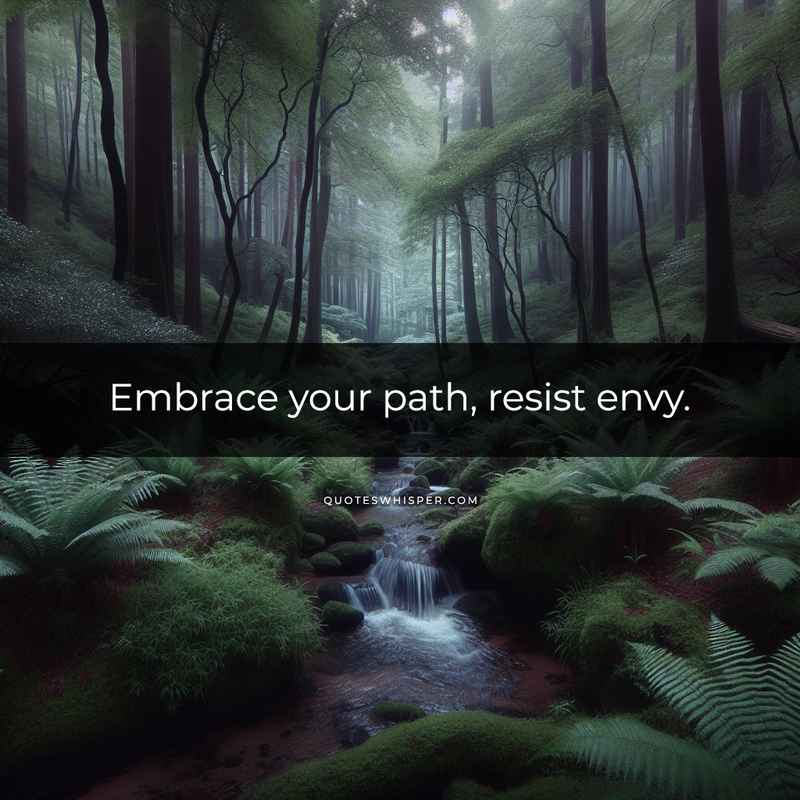 Embrace your path, resist envy.