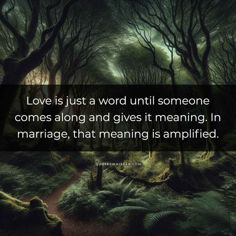 Love is just a word until someone comes along and gives it meaning. In marriage, that meaning is amplified.