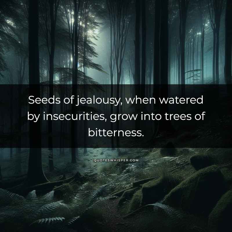 Seeds of jealousy, when watered by insecurities, grow into trees of bitterness.