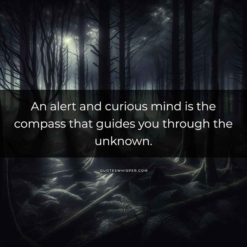 An alert and curious mind is the compass that guides you through the unknown.