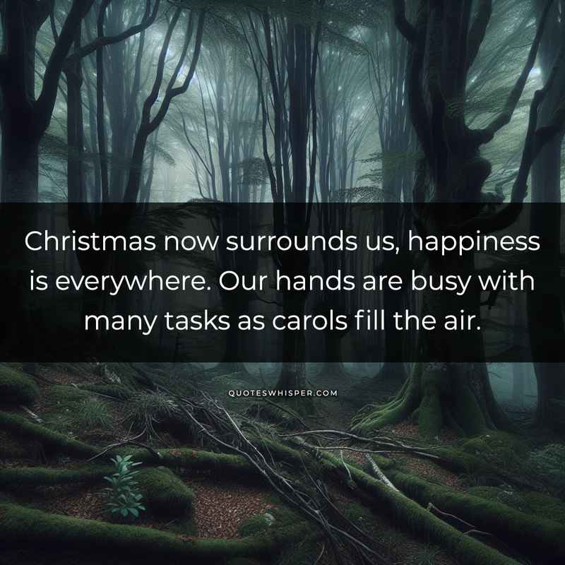 Christmas now surrounds us, happiness is everywhere. Our hands are busy with many tasks as carols fill the air.