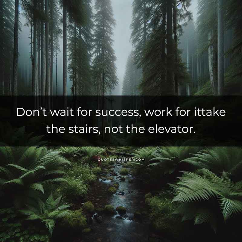 Don’t wait for success, work for ittake the stairs, not the elevator.