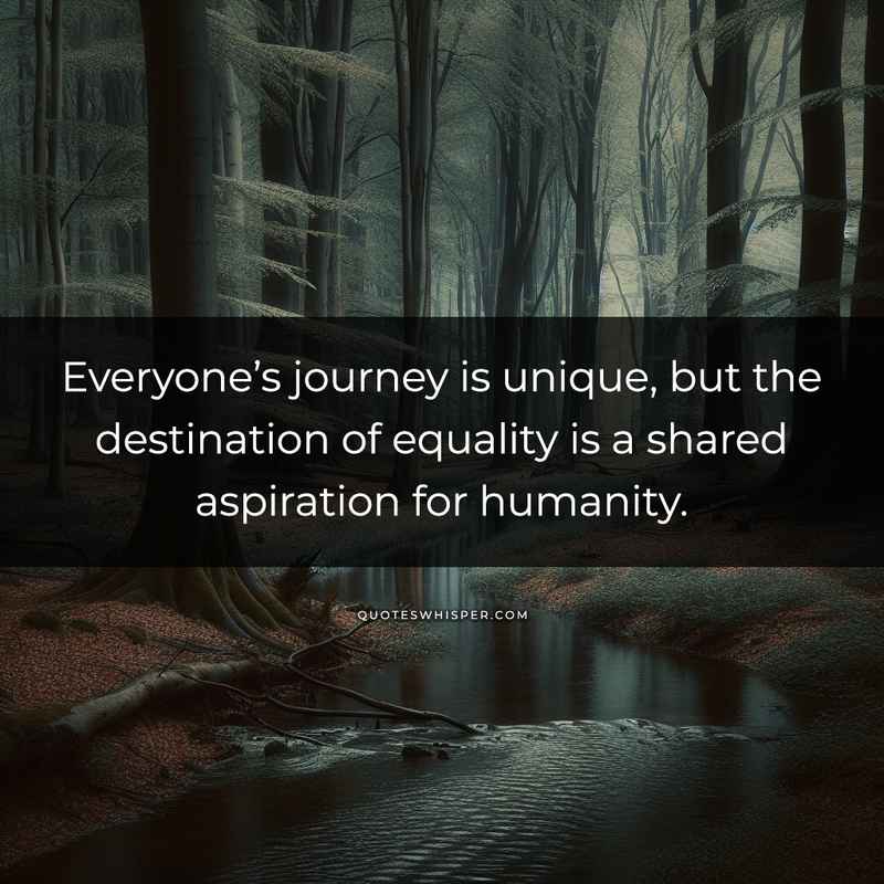 Everyone’s journey is unique, but the destination of equality is a shared aspiration for humanity.