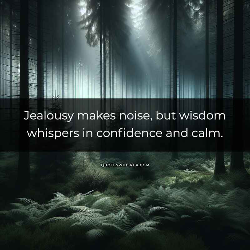 Jealousy makes noise, but wisdom whispers in confidence and calm.