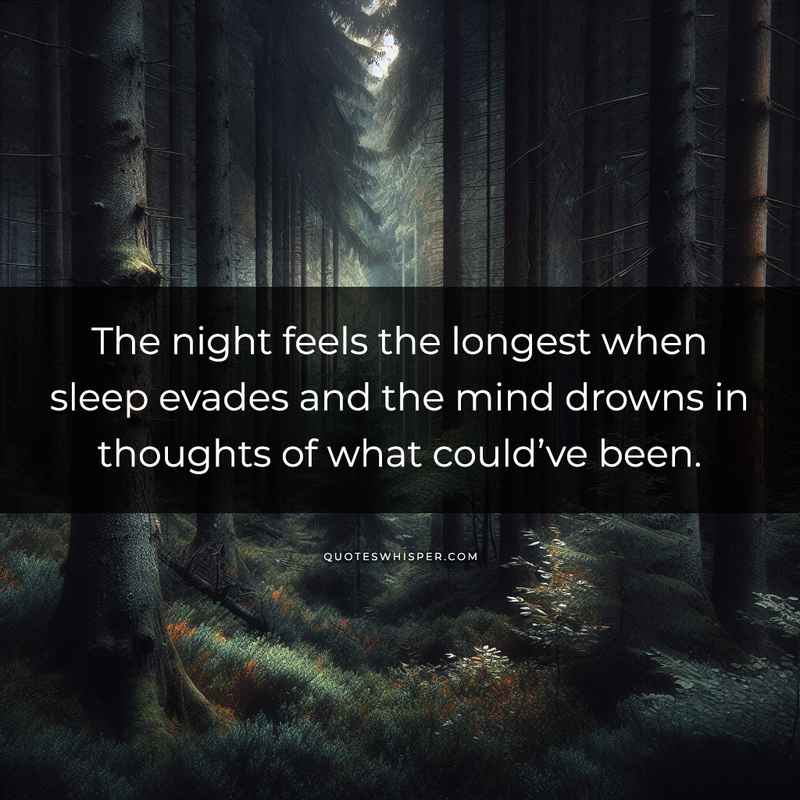 The night feels the longest when sleep evades and the mind drowns in thoughts of what could’ve been.