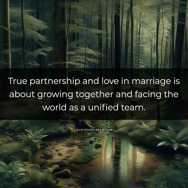 True partnership and love in marriage is about growing together and facing the world as a unified team.