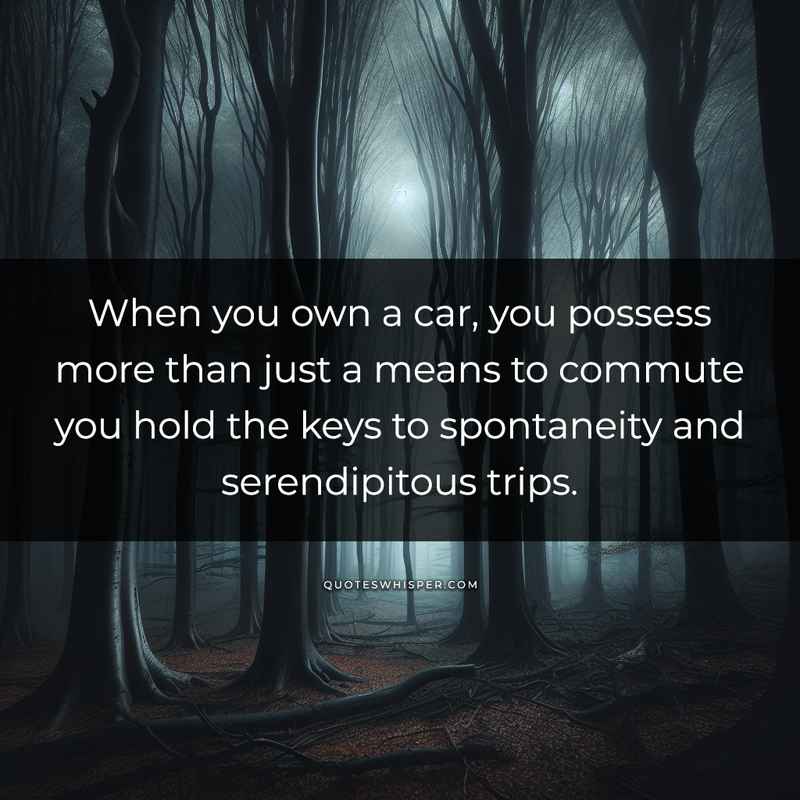 When you own a car, you possess more than just a means to commute you hold the keys to spontaneity and serendipitous trips.