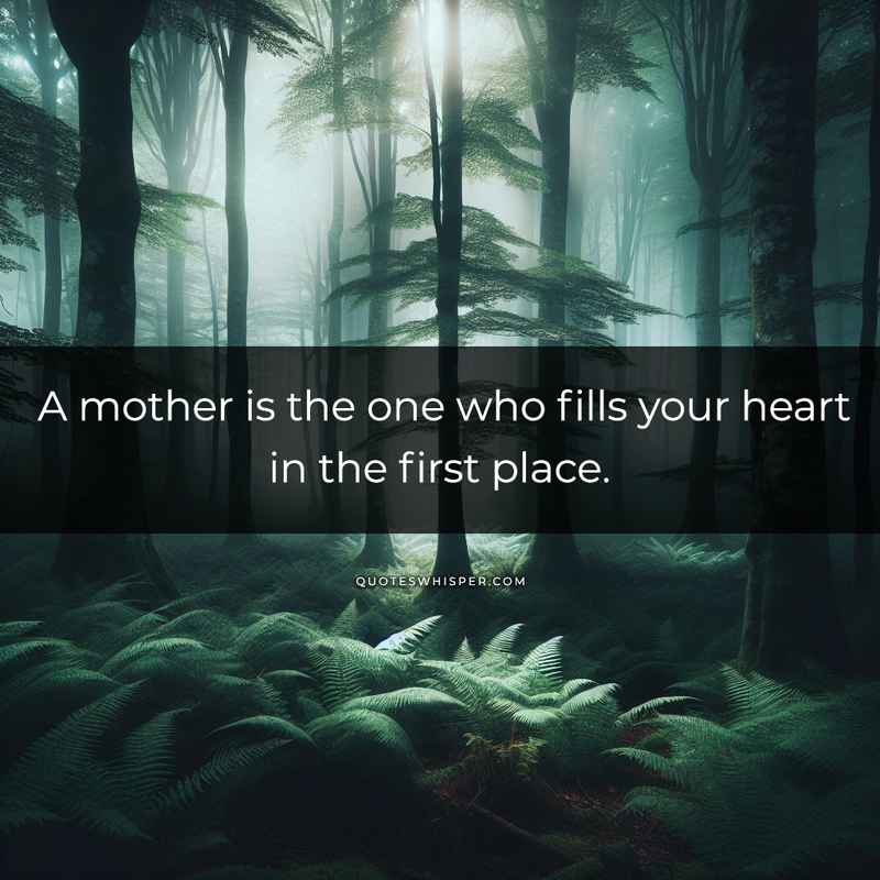 A mother is the one who fills your heart in the first place.