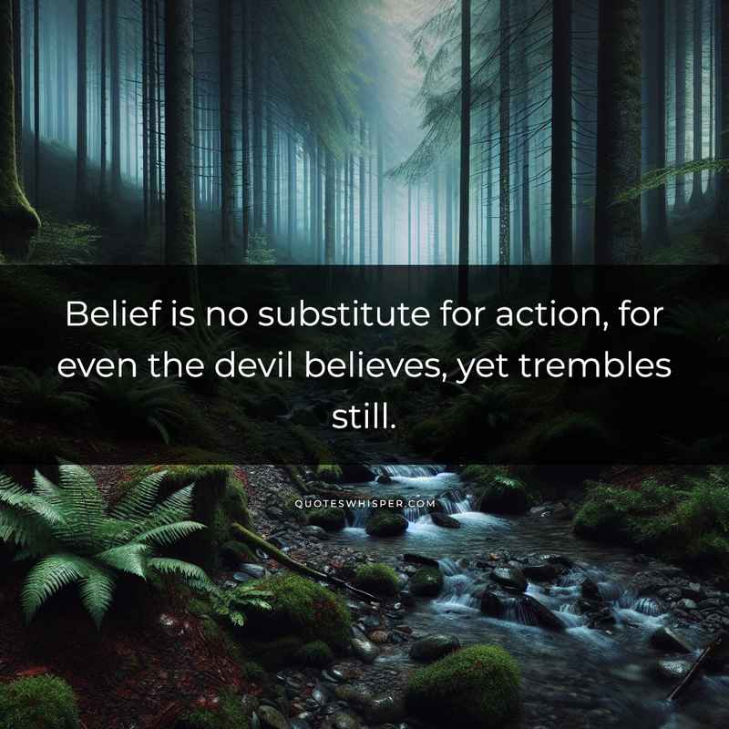 Belief is no substitute for action, for even the devil believes, yet trembles still.