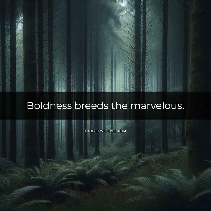 Boldness breeds the marvelous.