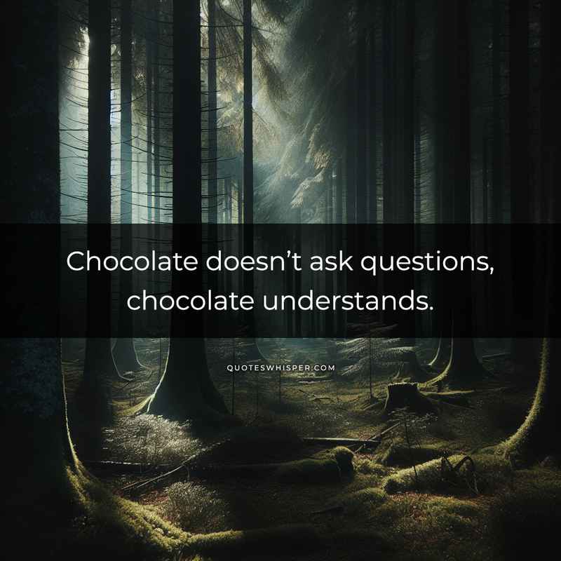 Chocolate doesn’t ask questions, chocolate understands.