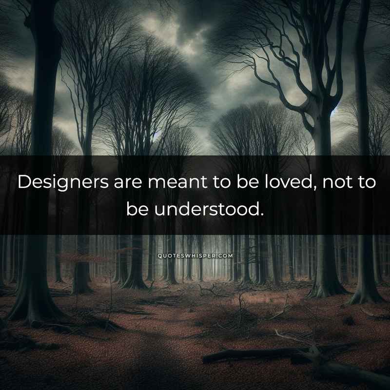 Designers are meant to be loved, not to be understood.